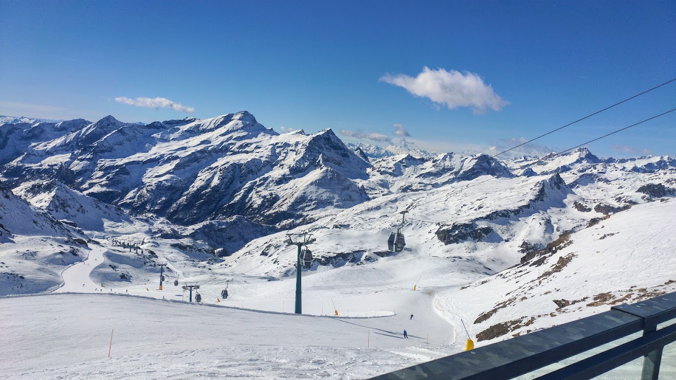 Monterosa in Italy - a view of the mountains from a ski lift.