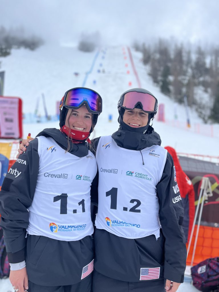 Valmalenco Bernina in Italy - two people in ski gear posing for the camera.