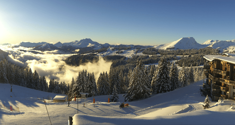 Avoriaz 1800 in France: a view of a ski resort in the mountains.