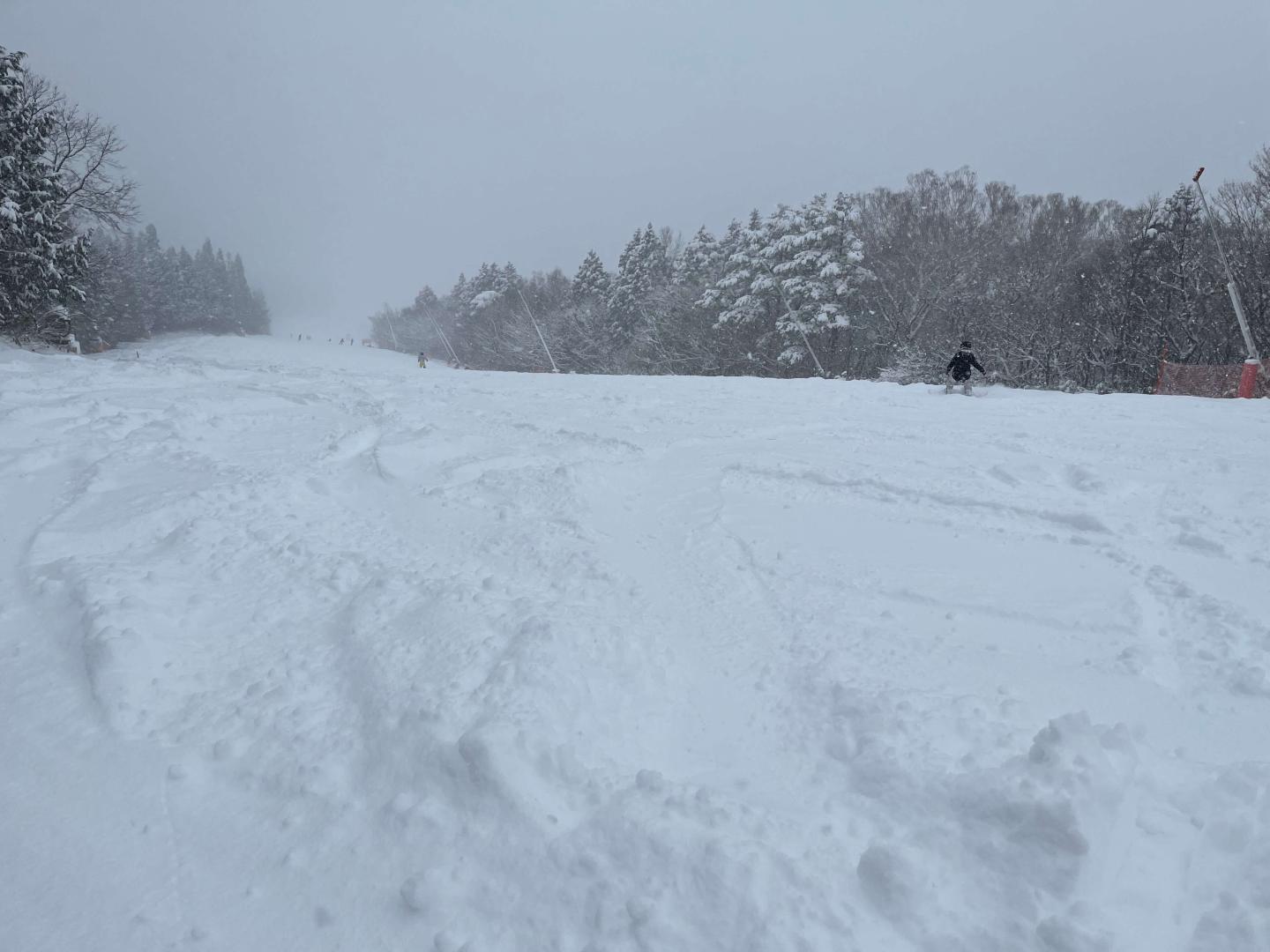 Washigatake Ski in Japan - a person riding a snowboard down a hill.