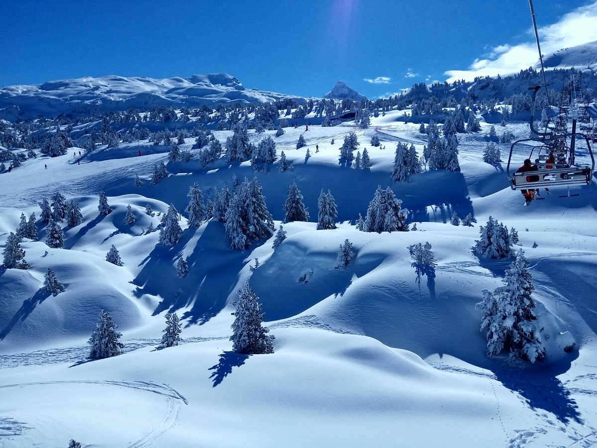 La Pierre Saint Martin in France - a ski lift going up a snowy mountain.