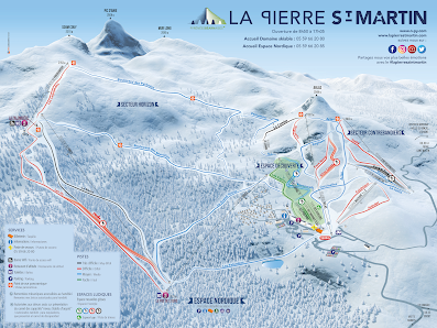 Charming chalet nestled in the snowy landscape of La Pierre Saint Martin ski resort in France with ski slopes and lift in the backdrop creating a winter sports scene.