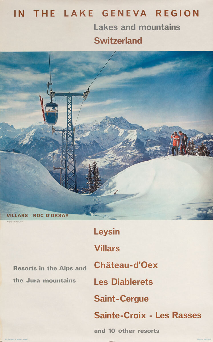Château-d'Oex in Switzerland: an advertisement for a ski resort in the mountains.