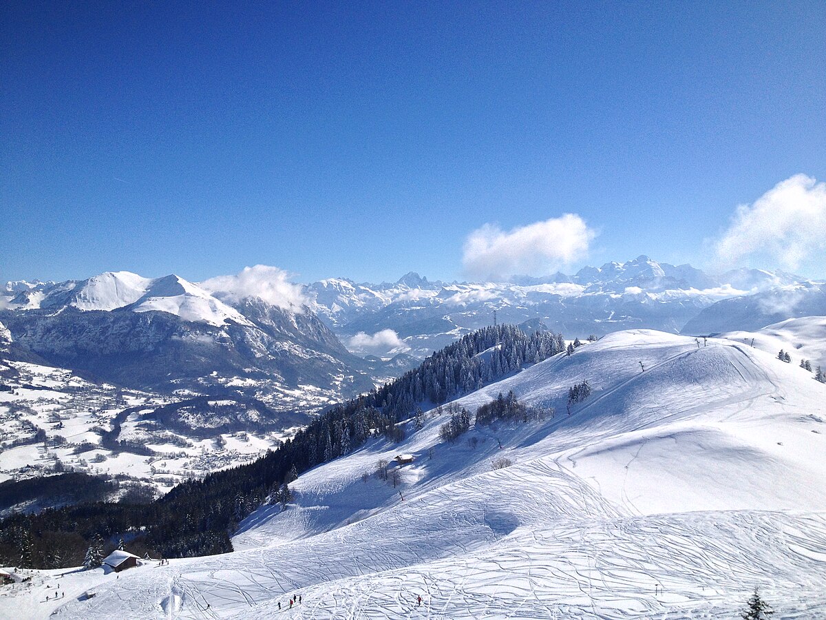 Station Brasses in France - a view of the mountains from a ski slope.