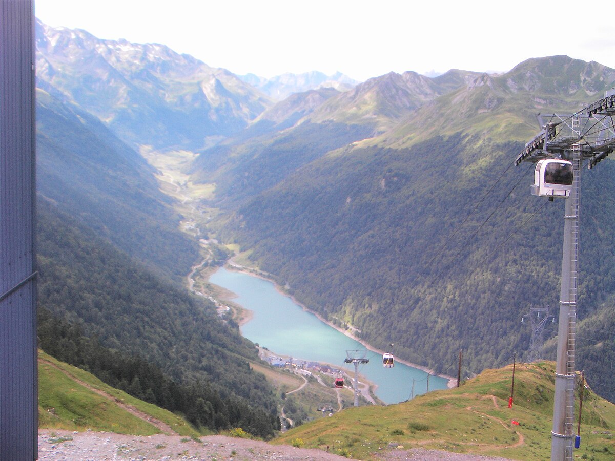 Petit train d'Artouste in France - a view from the top of a mountain.