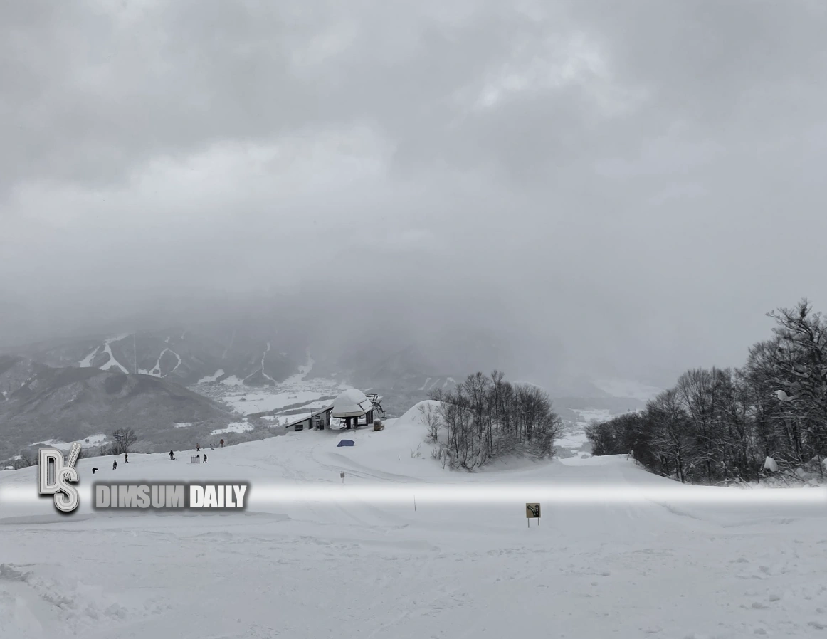 Yakebitaiyama in Japan - the view from the top of a ski slope.