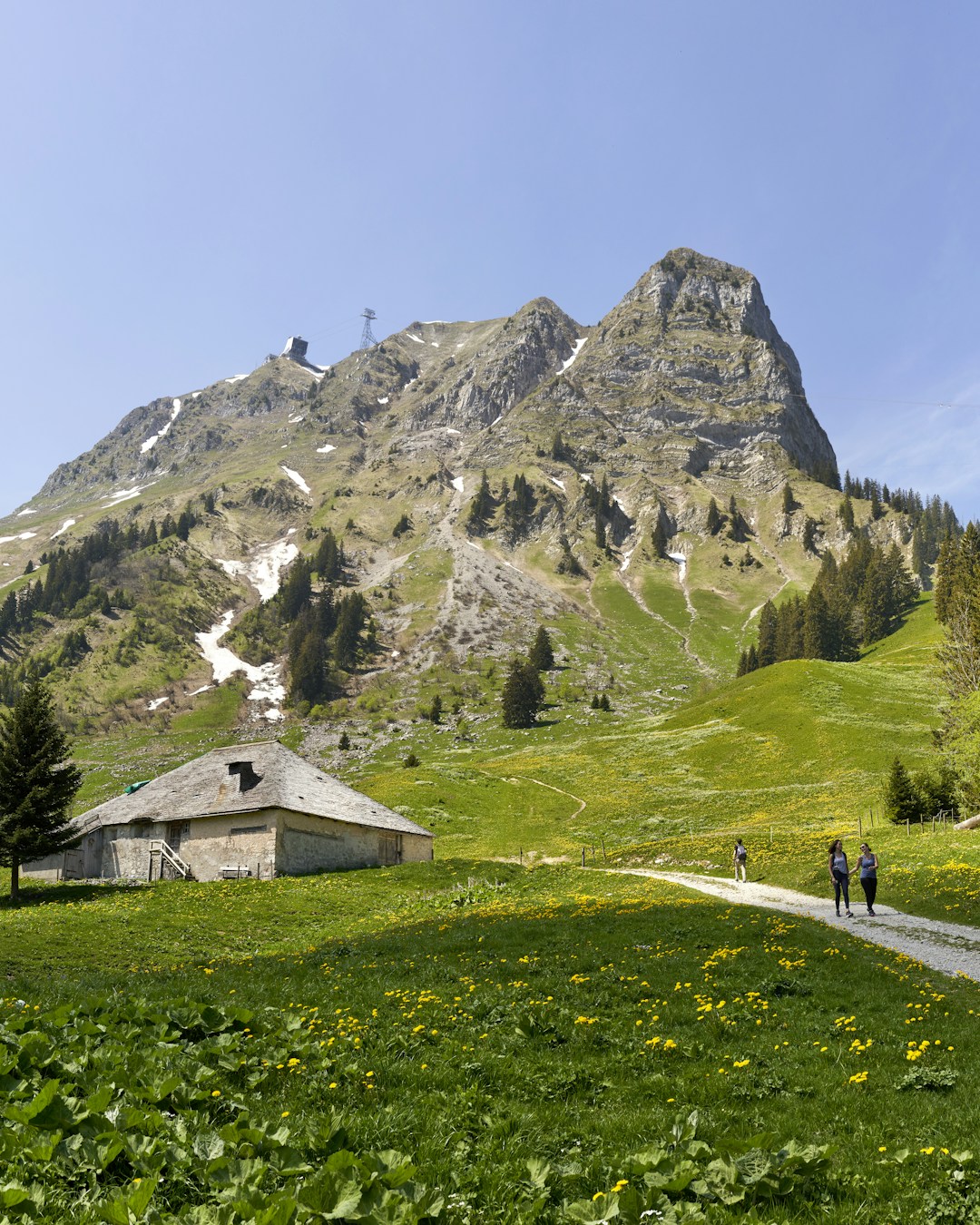 Moléson in Switzerland - a person walking on a path in the mountains.
