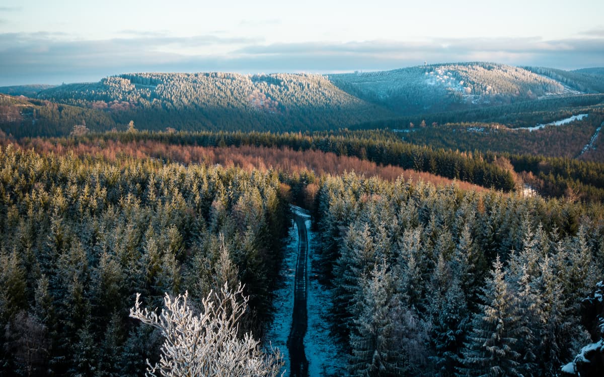 Postwiesen Skidorf – Neuastenberg in Germany - the view from the top of the mountain in winter.