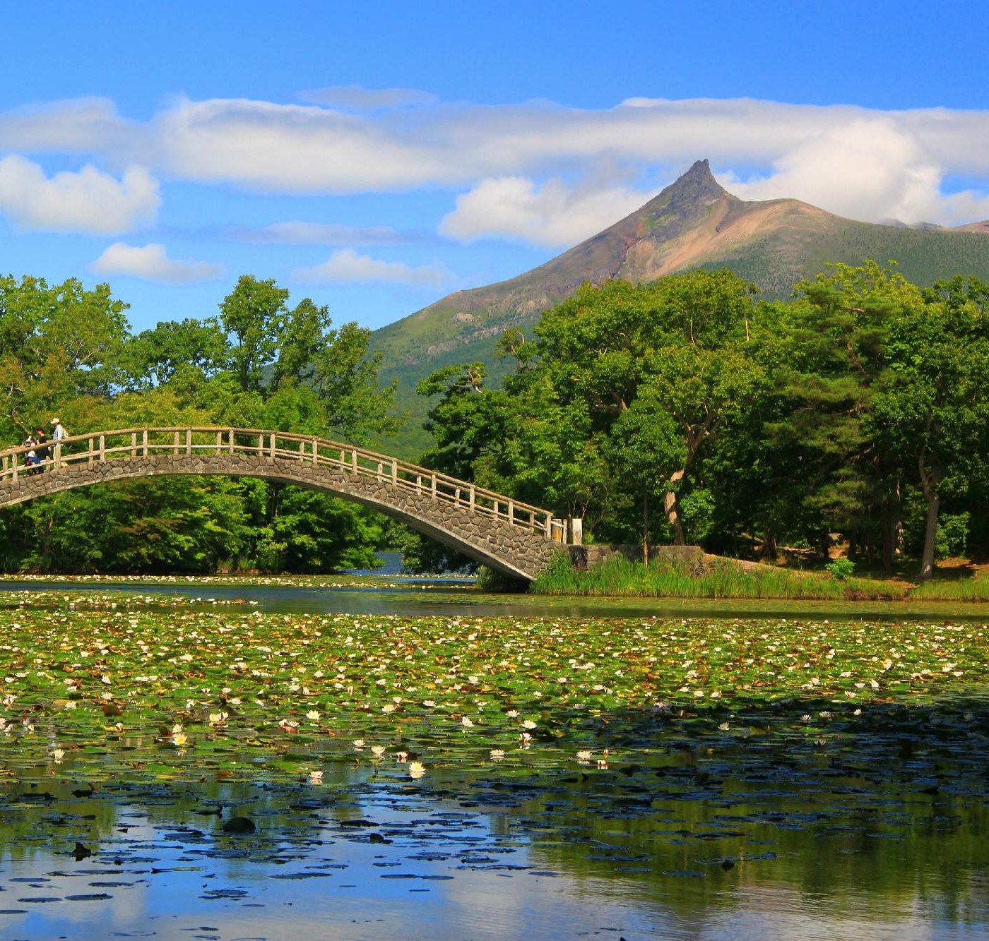 Hakodate Nanae in Japan - a bridge over a body of water.
