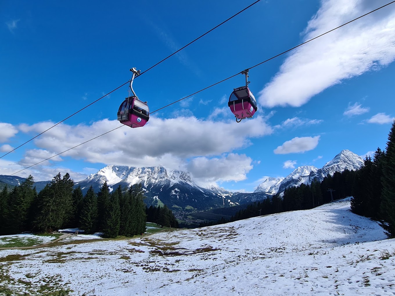 Grubigsteinbahnen Lermoos in Austria - snow on the ground.