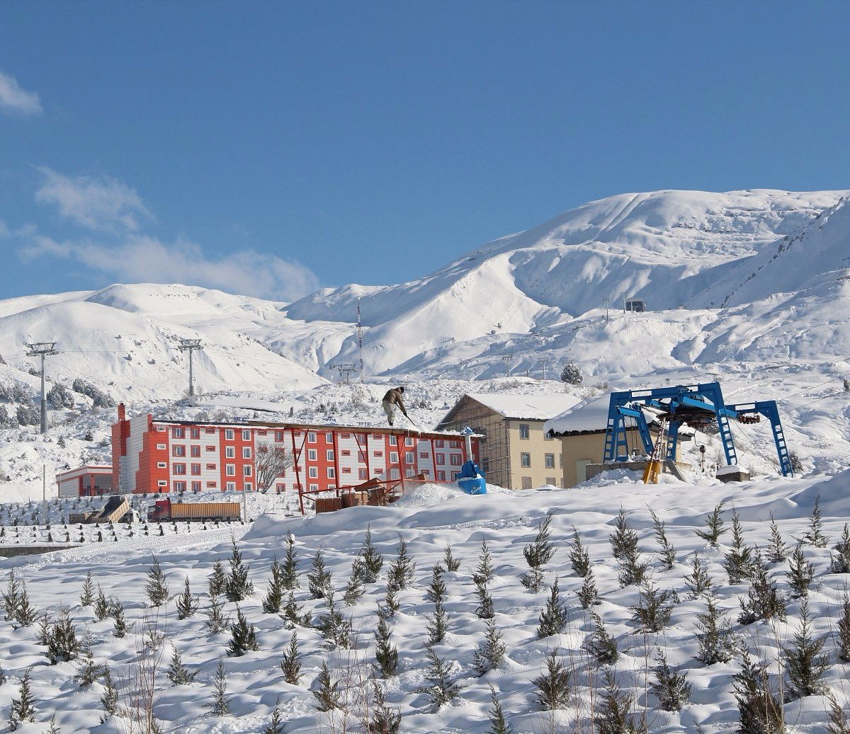 Safed Dara in Tajikistan: a view of a ski resort in the snow.