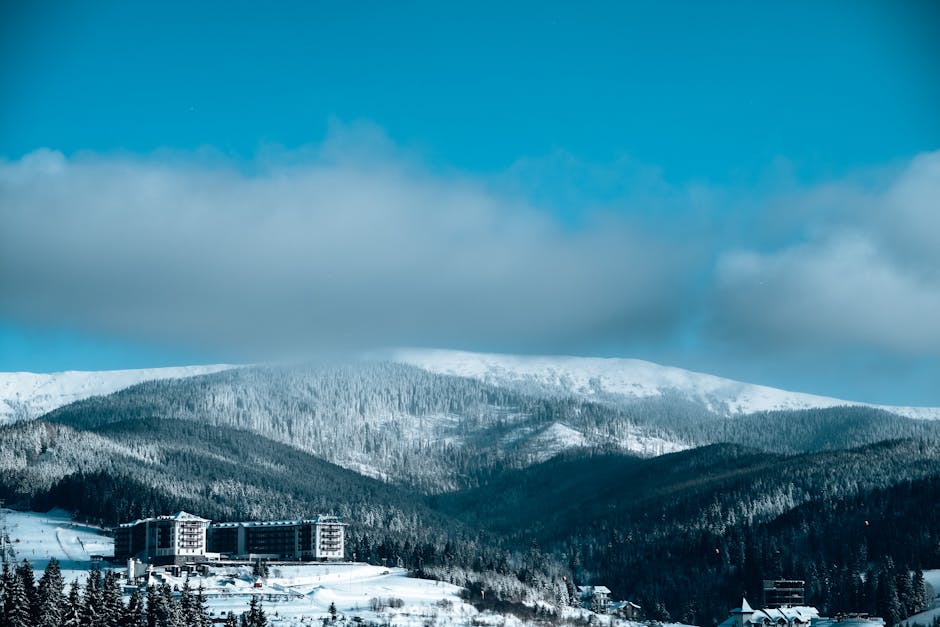 St. Moritz Corviglia in Switzerland: a view of a ski resort in the mountains.