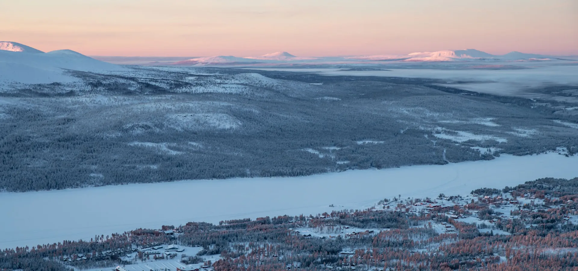 Lofsdalen in Sweden - the view from the top of the mountain in winter.