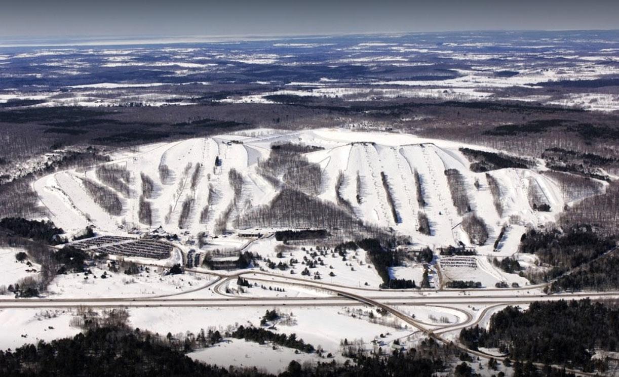 Mount St. Louis Moonstone in Canada - an aerial view of the ski area.