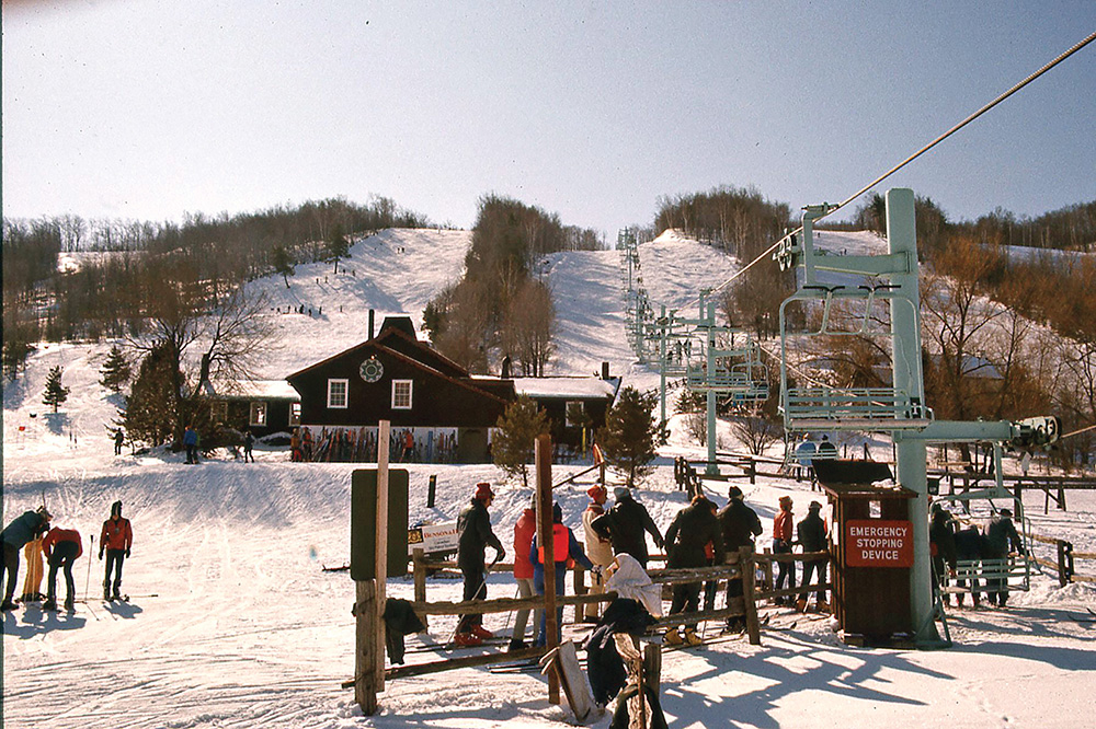 Osler Bluff Ski Club in Canada - a group of people standing in the snow.