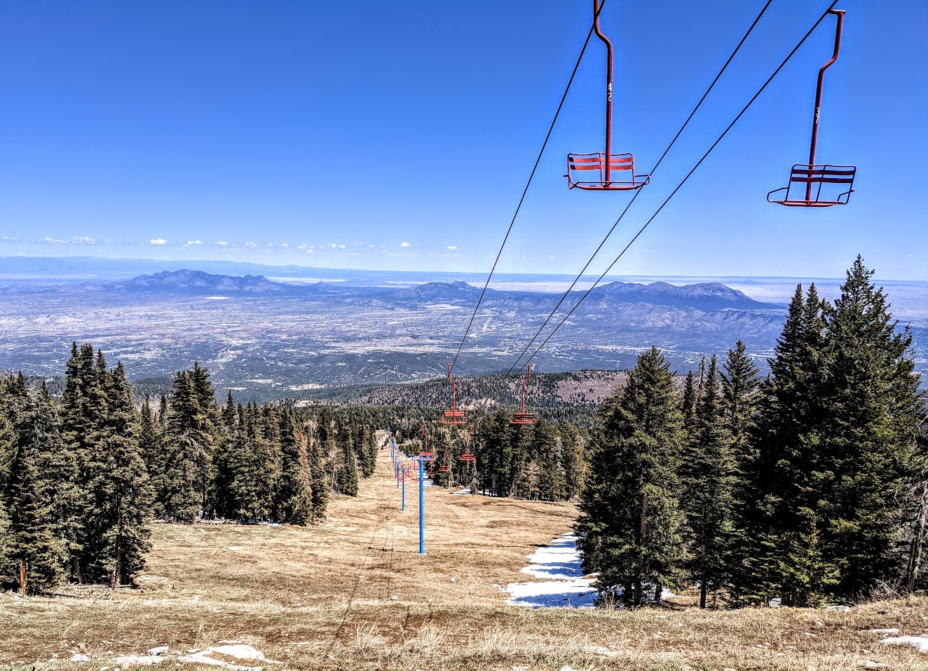 Sandia Peak in USA - a view from the top of a ski lift.