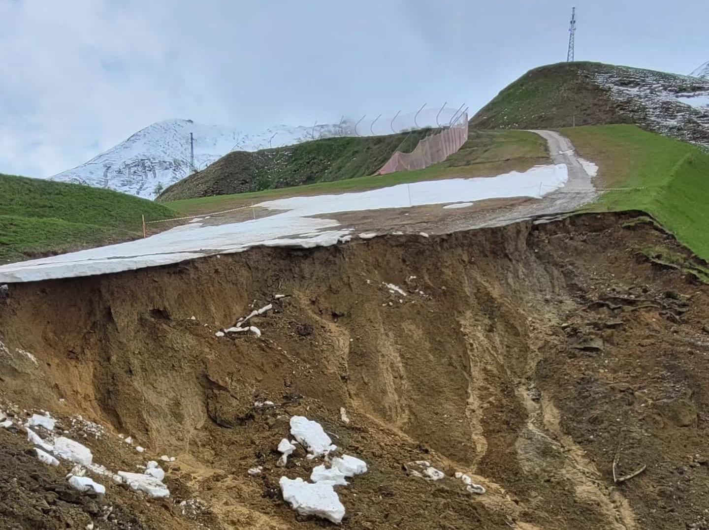 Foppolo - Carona - Brembo Ski in Italy - a large landslide in the middle of a mountain.