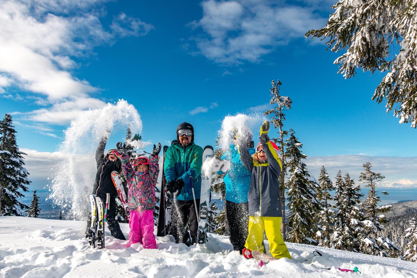 Mount Seymour in Canada - a group of people standing in the snow.