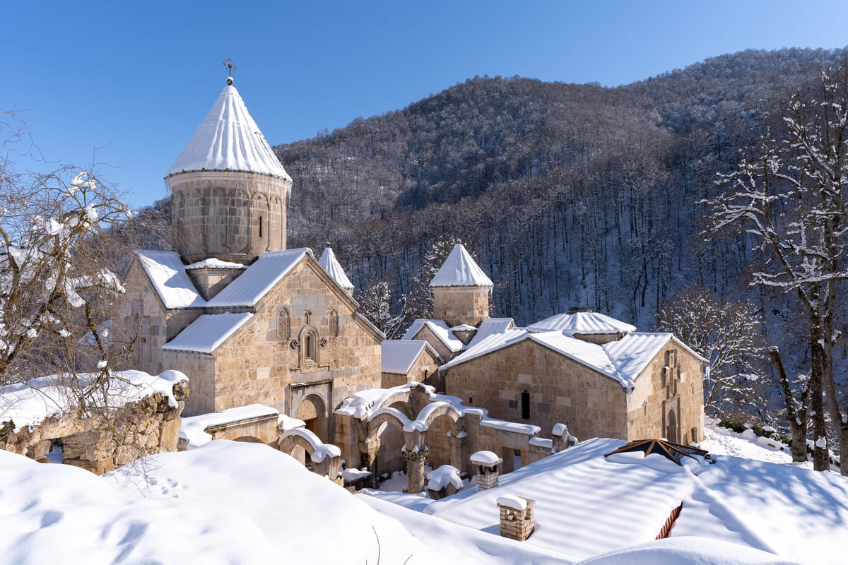 Tsaghkadzor in Armenia - snow on the ground.