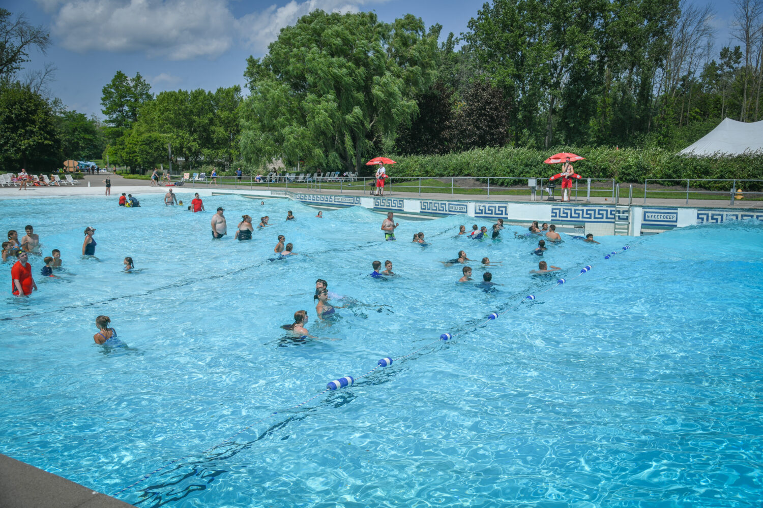 Bristol Mountain in USA - a group of people in a swimming pool.