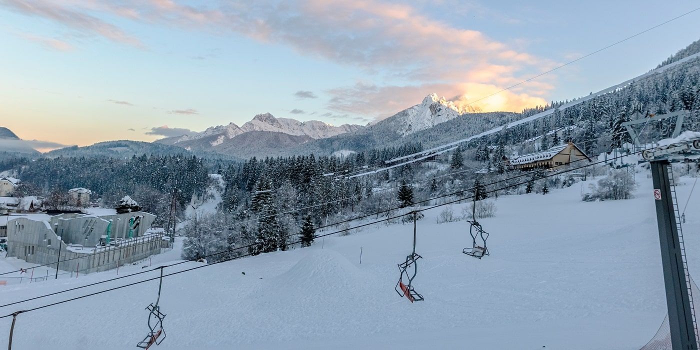Forni di Sopra in Italy - a view of the mountains from a ski lift.