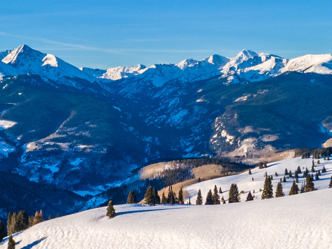 Vail in USA - the mountains are covered in snow.