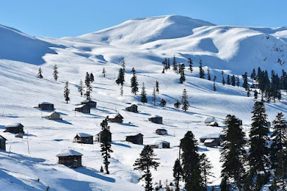 Ski resort in Goderdzi, Danisparauli, Adjara, Georgia featuring snow-covered slopes. The stunning winter scenery is bustling with winter sports activities.
