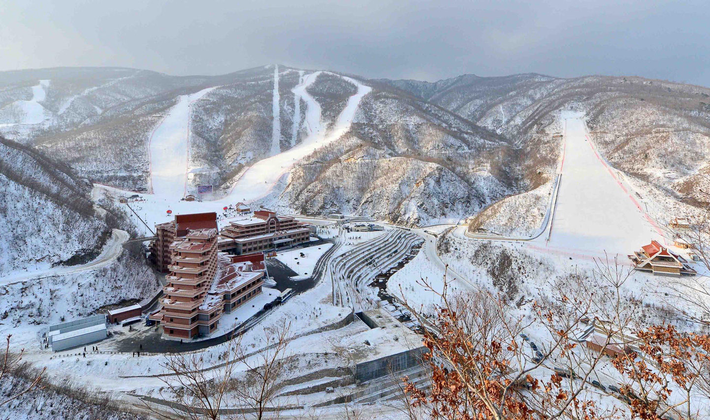 Masik Pass in North Korea - the view from the top of the mountain in winter.