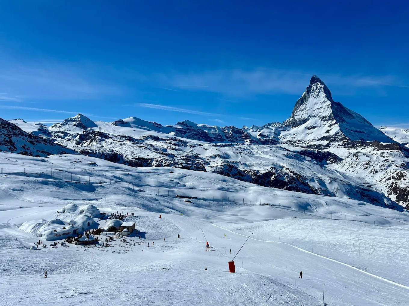 Zermatt Ski Resort in Switzerland - a city in the mountains at night.