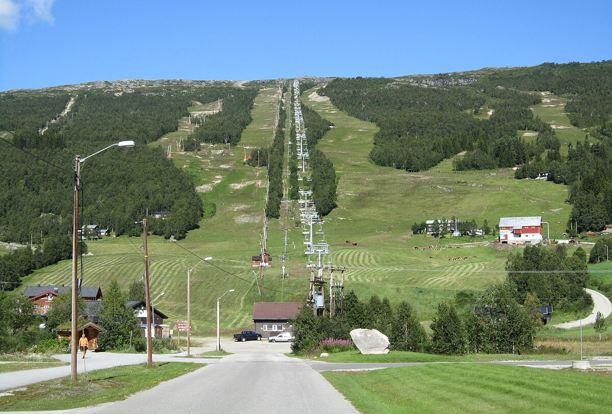 Bjorli in Norway - a view of a ski slope from the road.