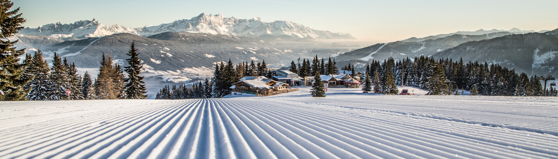 Snow Space Salzburg in Austria - tracks in the snow.