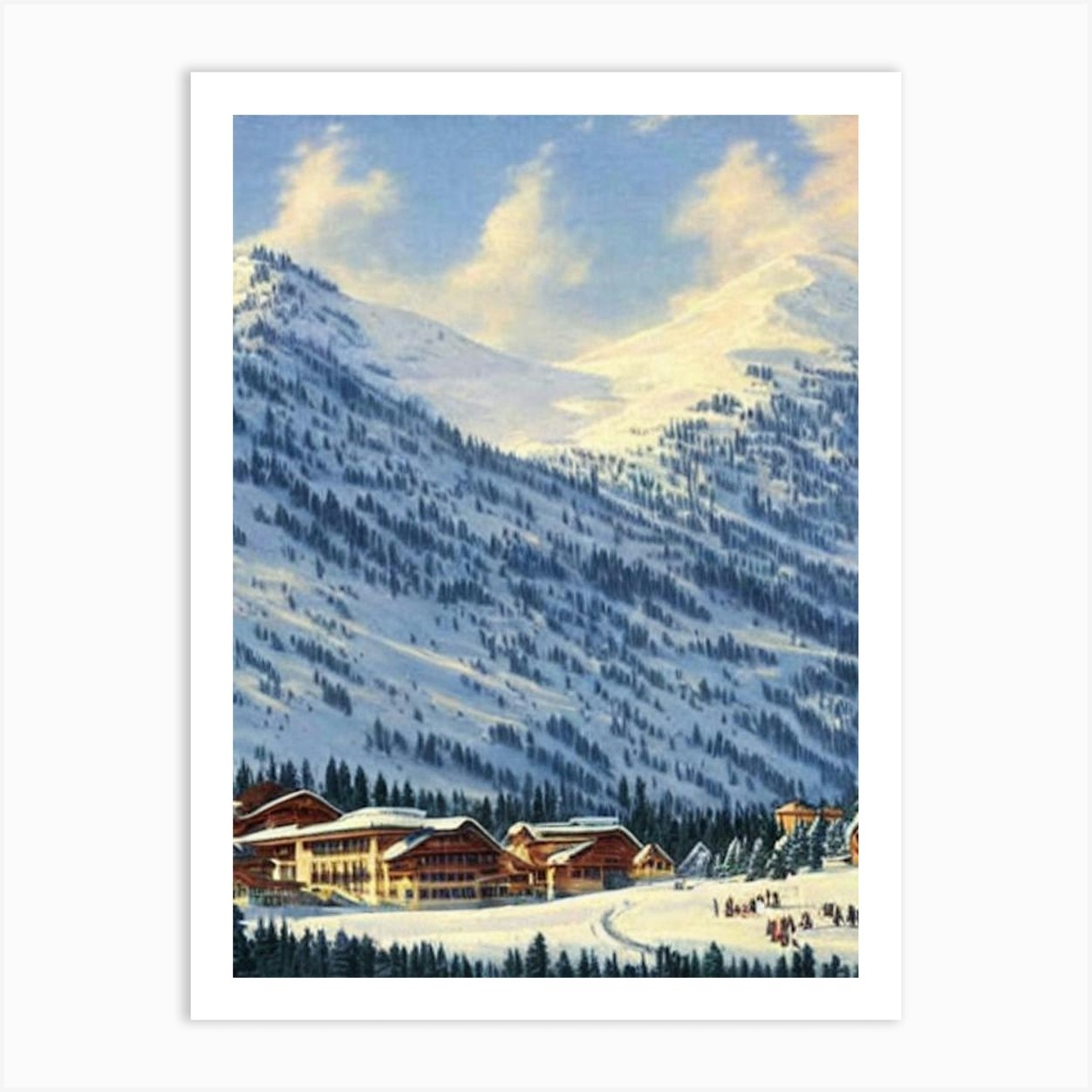 Popova Sapka in North Macedonia - a painting of a snowy mountain scene.