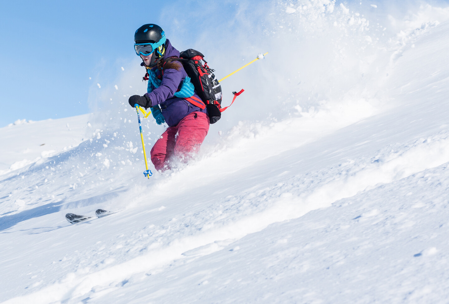 Černá hora – Janské Lázně in Czech Republic - a person is skiing down a snowy hill.