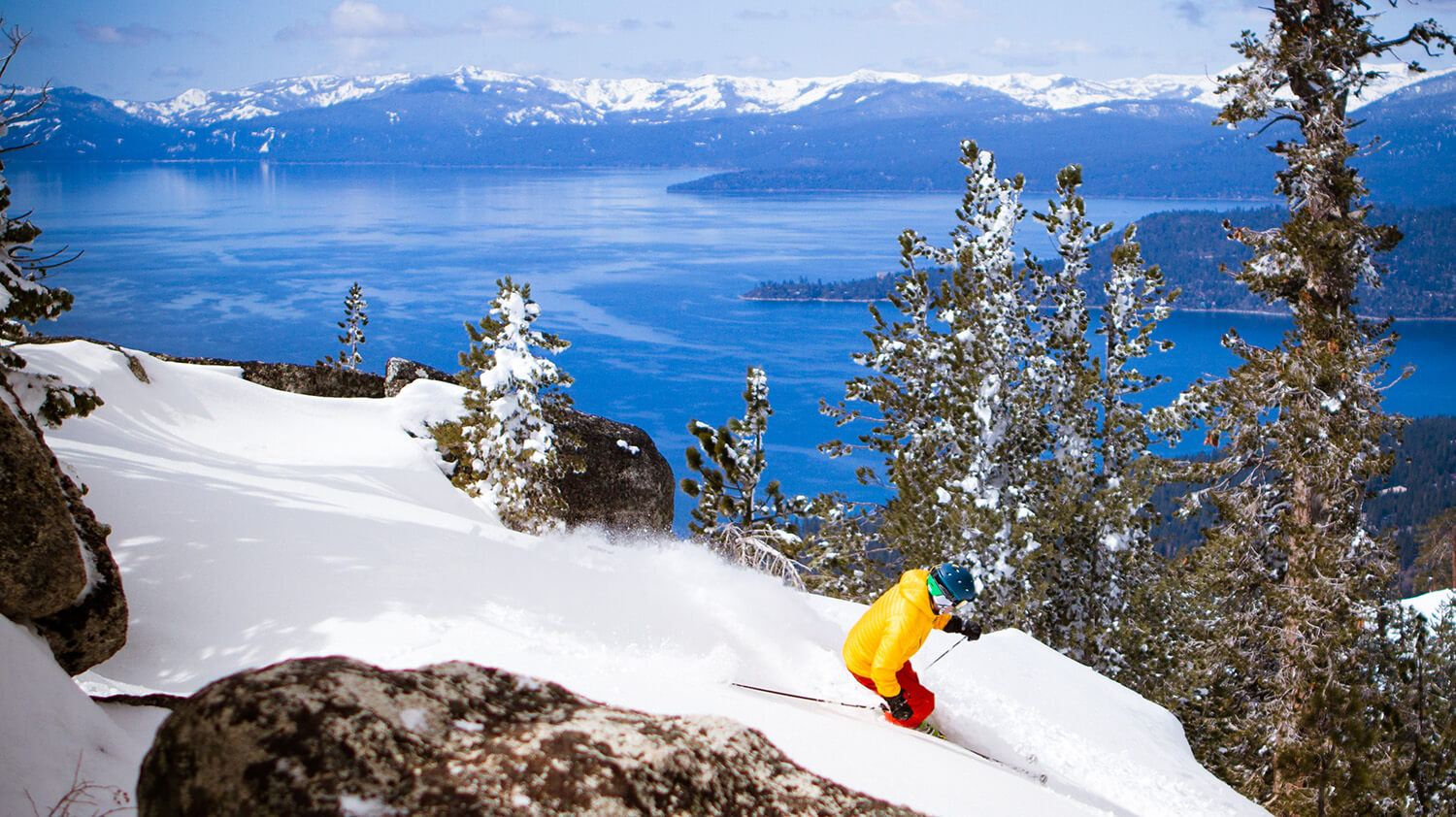 Diamond Peak in USA - a person on a snowboard on a mountain.