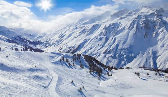 Obergurgl Hochgurgl in Austria - a snow covered ski slope in the swiss alps.