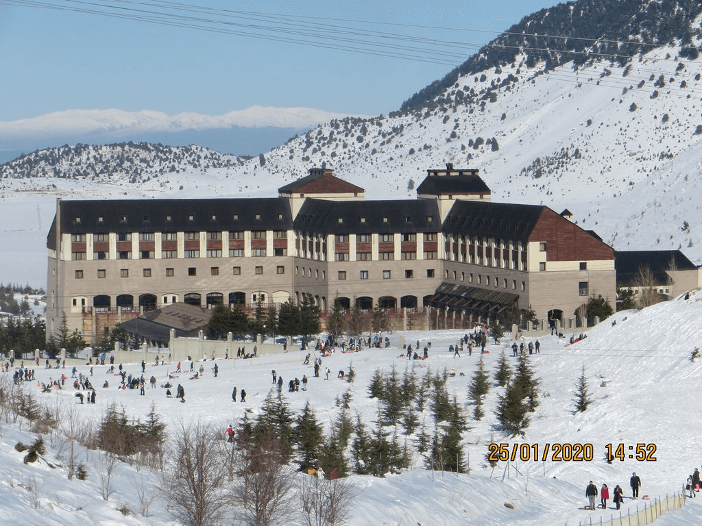 Isparta Davraz Ski Resorts in Turkey - snow on the ground.