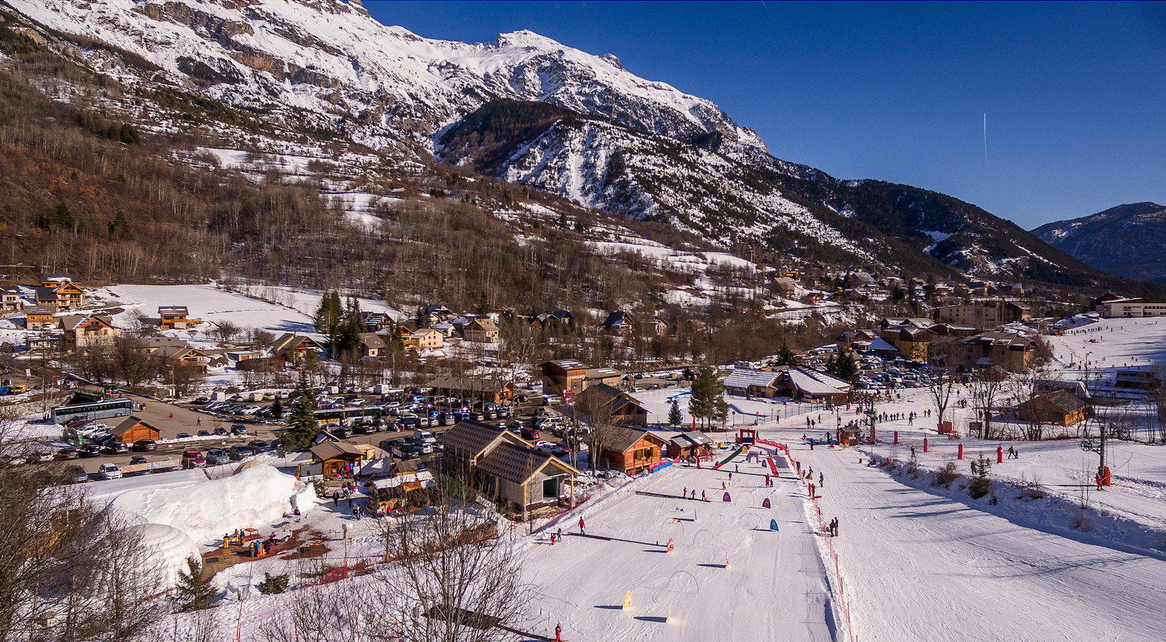 Pelvoux Vallouise in France: a view of a ski resort in the mountains.
