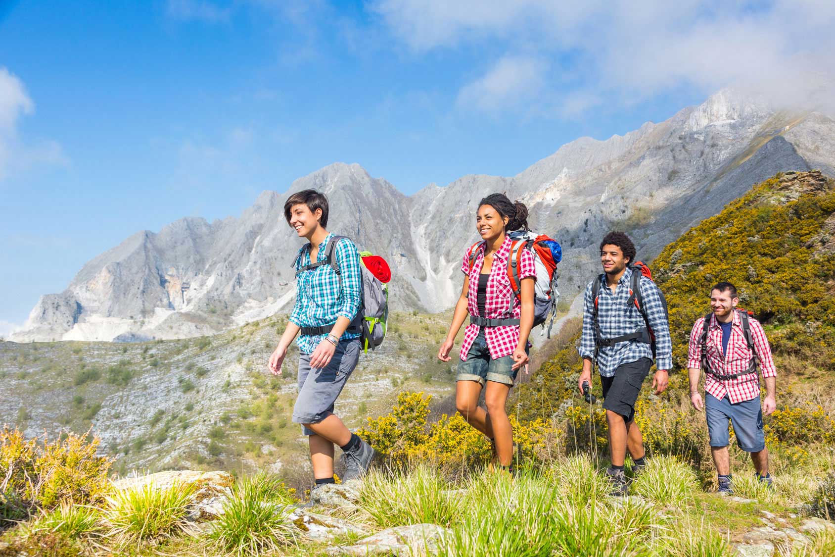 Ceillac en Queyras in France - a group of people hiking in the mountains.