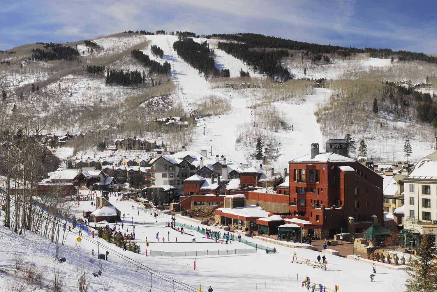 Beaver Creek in USA: a view of a ski resort in the mountains.