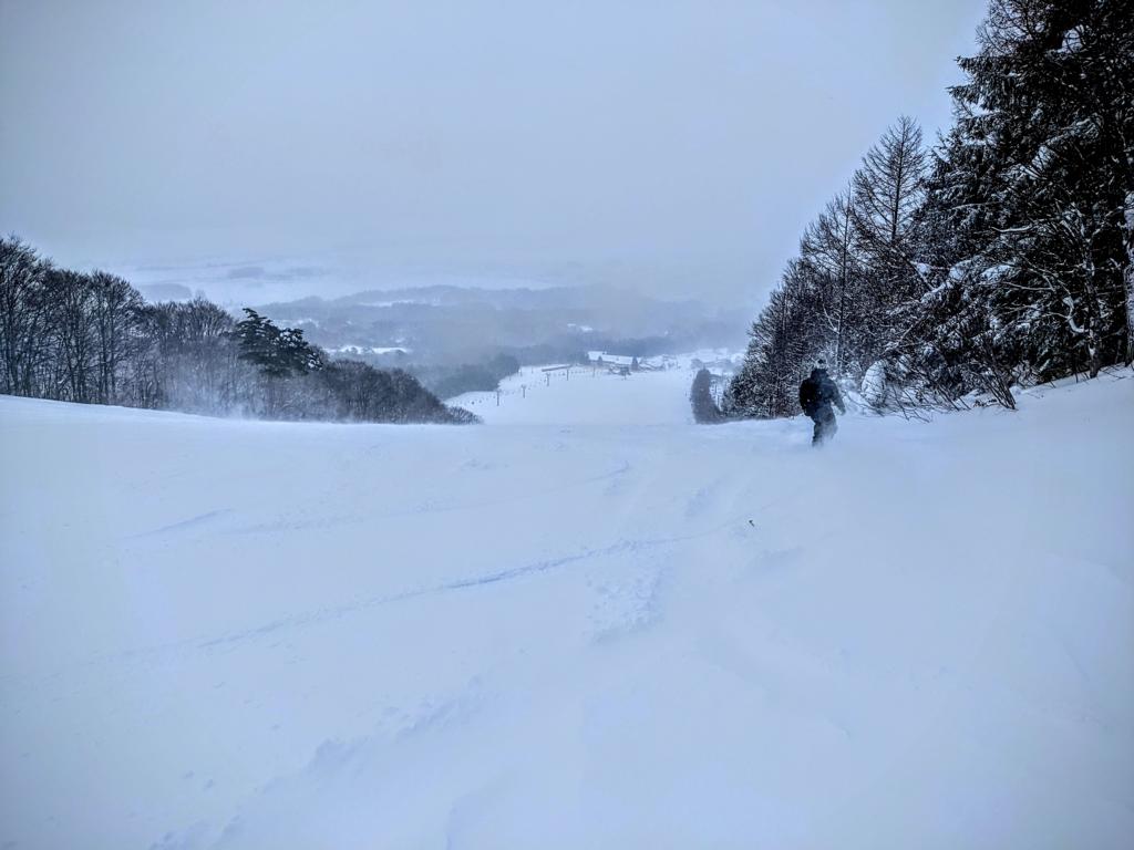 Inawashiro in Japan - a person walking through a snow covered forest.