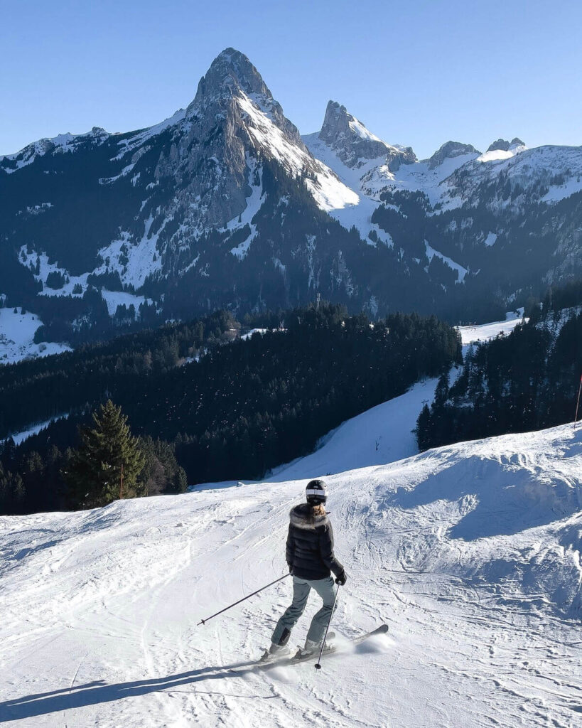 Bernex in France - a person skiing down the side of a mountain.