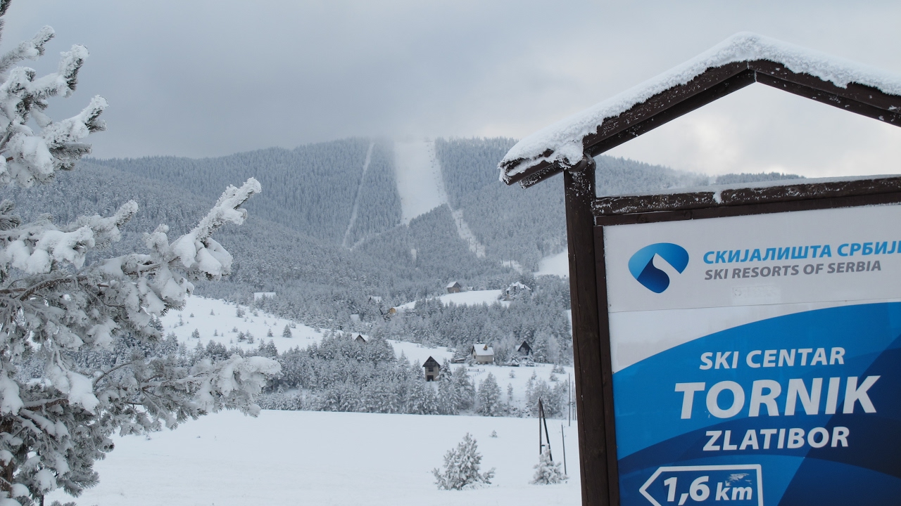 Tornik – Zlatibor in Serbia - white snow on the ground.