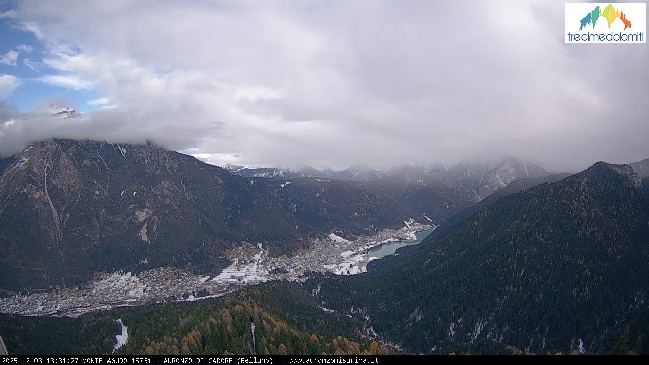 Auronzo di Cadore – Monte Agudo in Italy - a satellite image of a city at night.