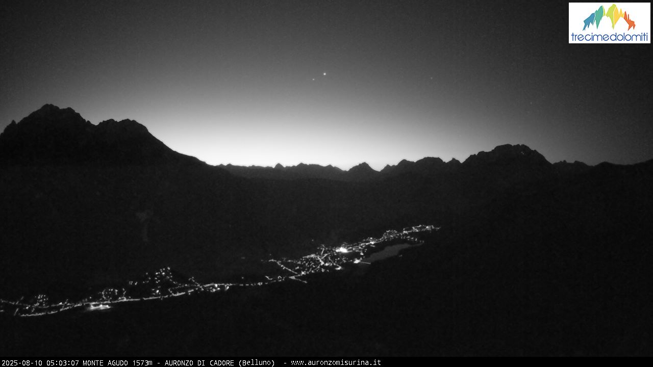 Auronzo di Cadore – Monte Agudo in Italy - a satellite image of a city at night.