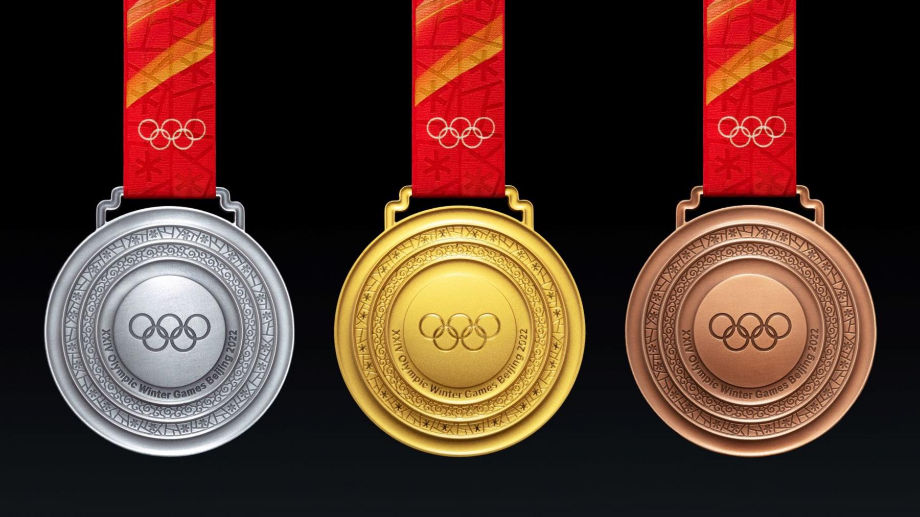 Duole Meidi Ski Field in China - three olympic medals on a black background.
