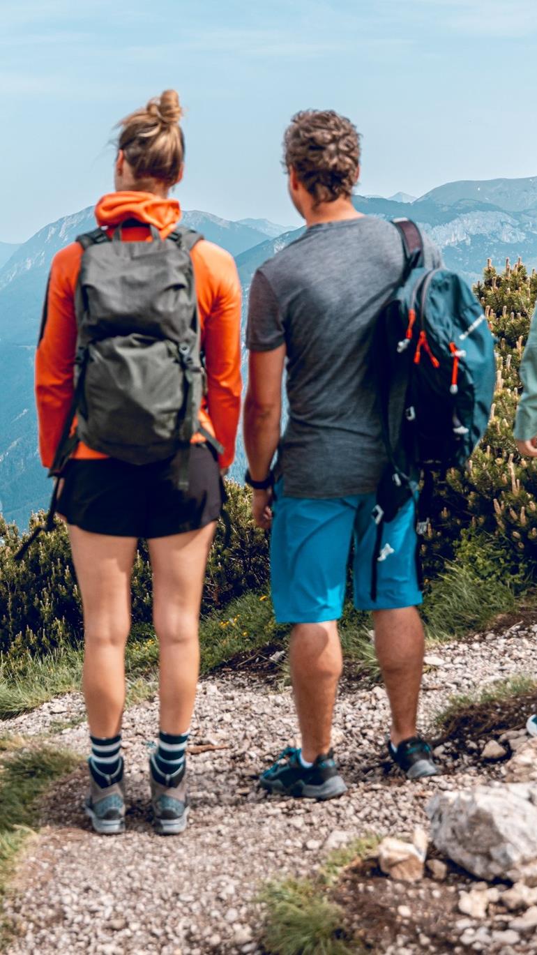 Karwendel Bergbahn – Pertisau in Austria - two people hiking in the mountains.