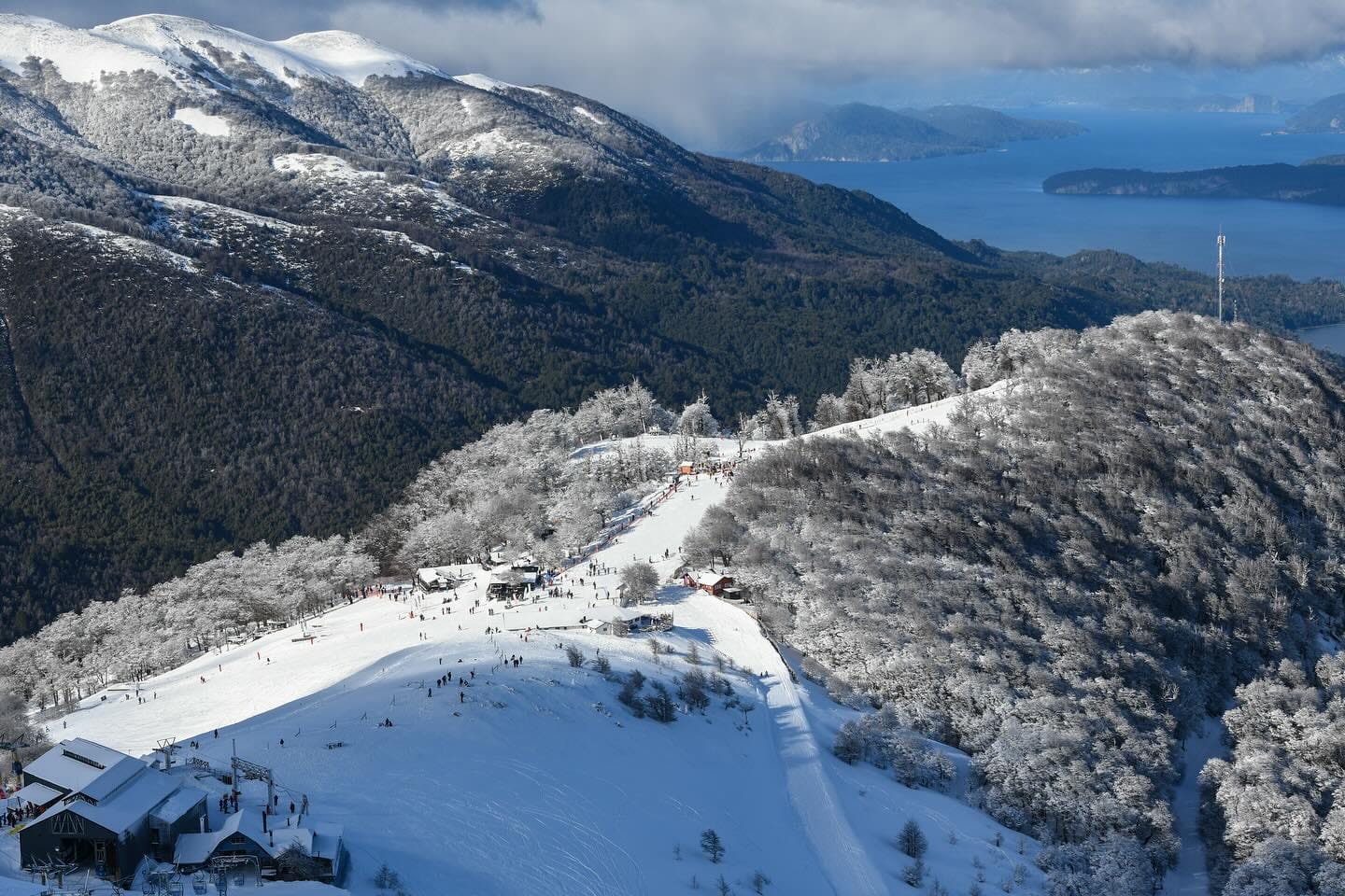 Cerro Bayo in Argentina - the view from the top of the mountain in winter.