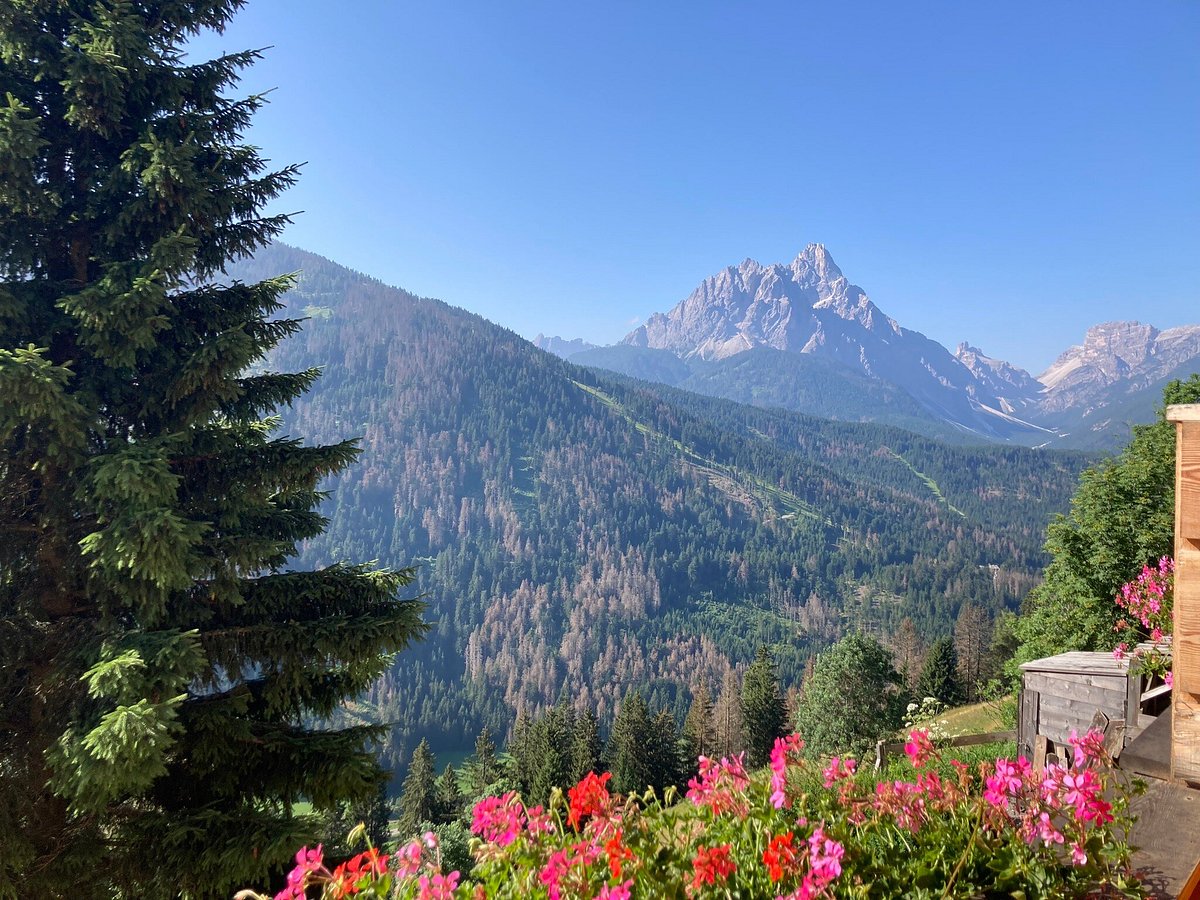 Baranci Piste Da Sci in Italy: the view of the mountains from the terrace of the hotel.