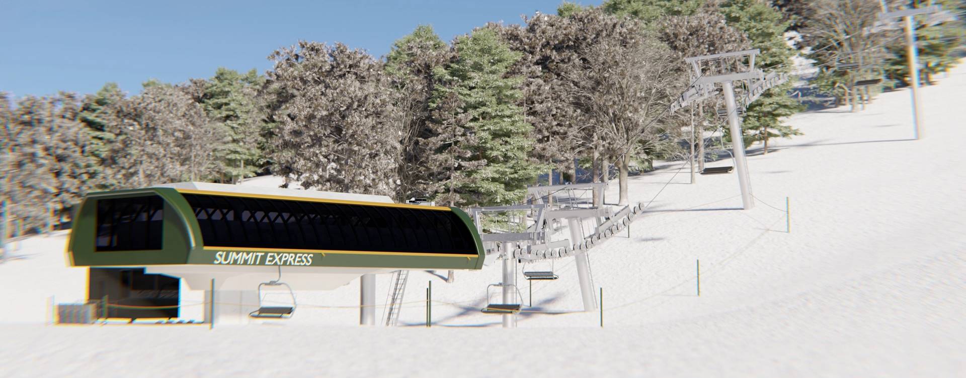 Pleasant Mountain in USA - an image of a ski lift going up the mountain.