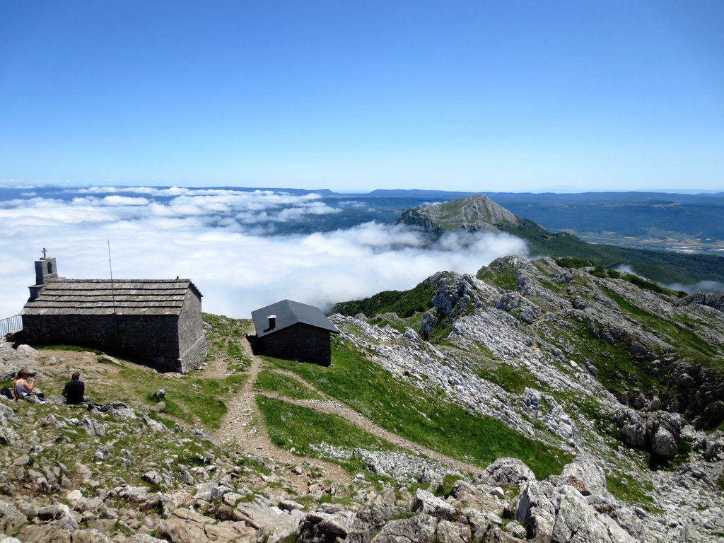 San Isidro-Zona Cebolledo in Spain - the summit of the mountain with a small hut in the fore.